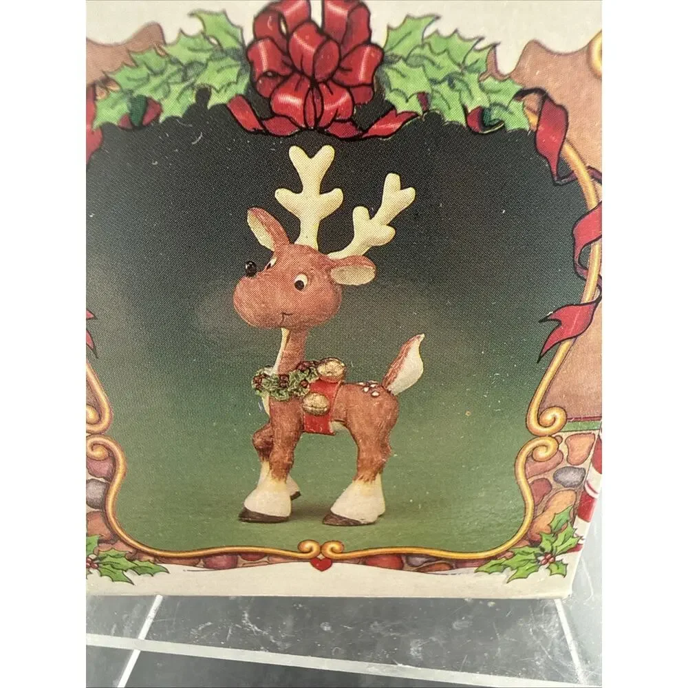 Vintage Enesco North Pole Village Dasher Reindeer Figurine 1986 New Old Stock